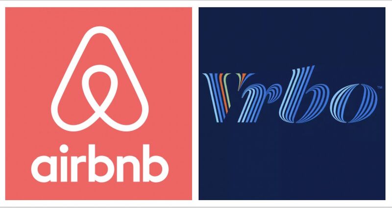 The Airbnb and Vrbo logos.